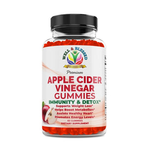 Well and Blesses premium apple cider vinegar gummies. For immunity & detox. Support weight loss and boost metabolism.