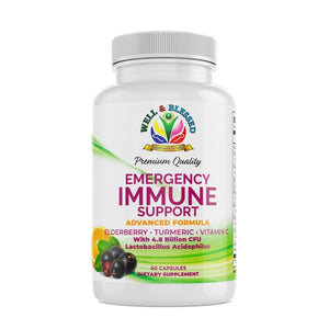 Well and Blessed premium quality emergency immune support with advanced formula.