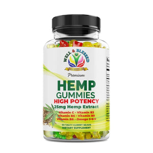 Well and blessed premium quality dietary supplement hemp gummies high potency.