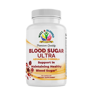 Well and Blessed premium dietary supplement to support in maintaining healthy blood sugar.